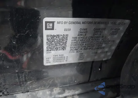 2019 Chevrolet Trax Lt from USA, damaged, VIN 3GNCJLSB4KL284501